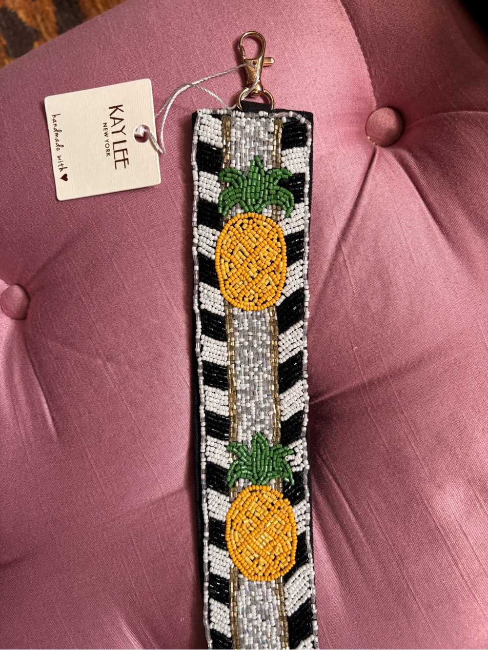 NWT Kaylee Beaded Pineapple Key Strap - Yellow/Green
